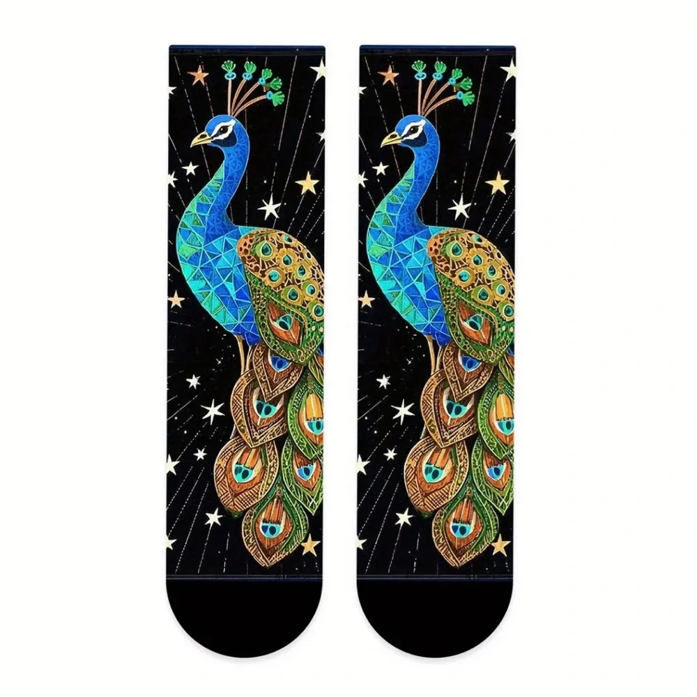 Boho Peacock Design Socks - Unisex